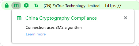 Enhanced display SM2 algorithm encrypted websites