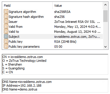 dual algorithm OV SSL certificate